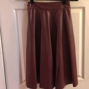 Chicwish Burgundy Faux Leather A-Line Skirt